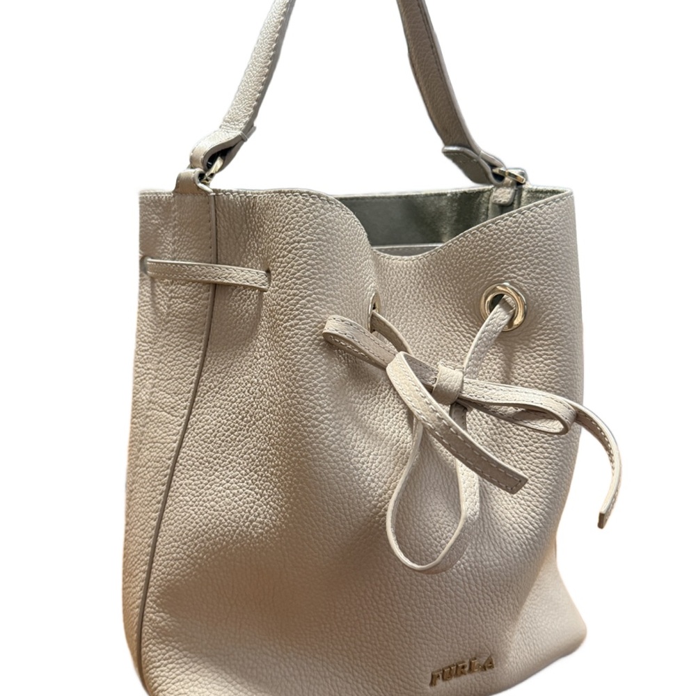 Furla Costanza Drawstring Leather Bucket Bag in Greige - Picture 3 of 12
